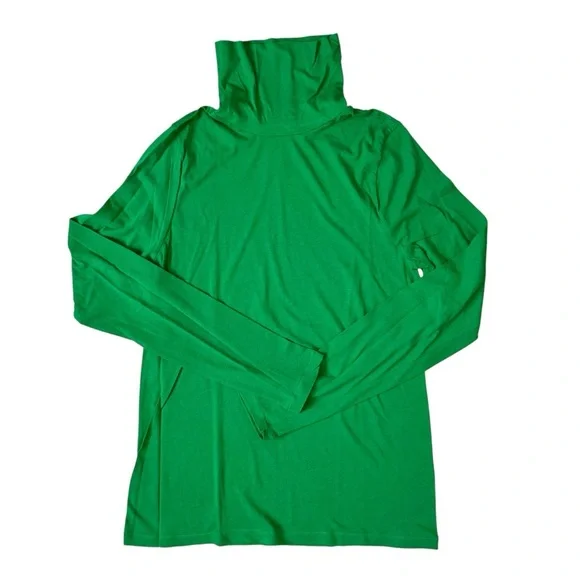 J.Crew Cotton Tissue Turtleneck Long Sleeve Top Kelly Green M - Picture 2 of 7